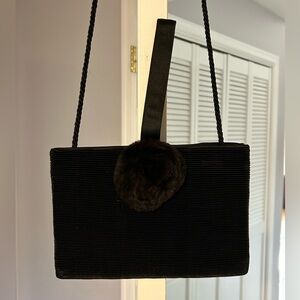 RARE Vintage Fendi satin & fur shoulder bag